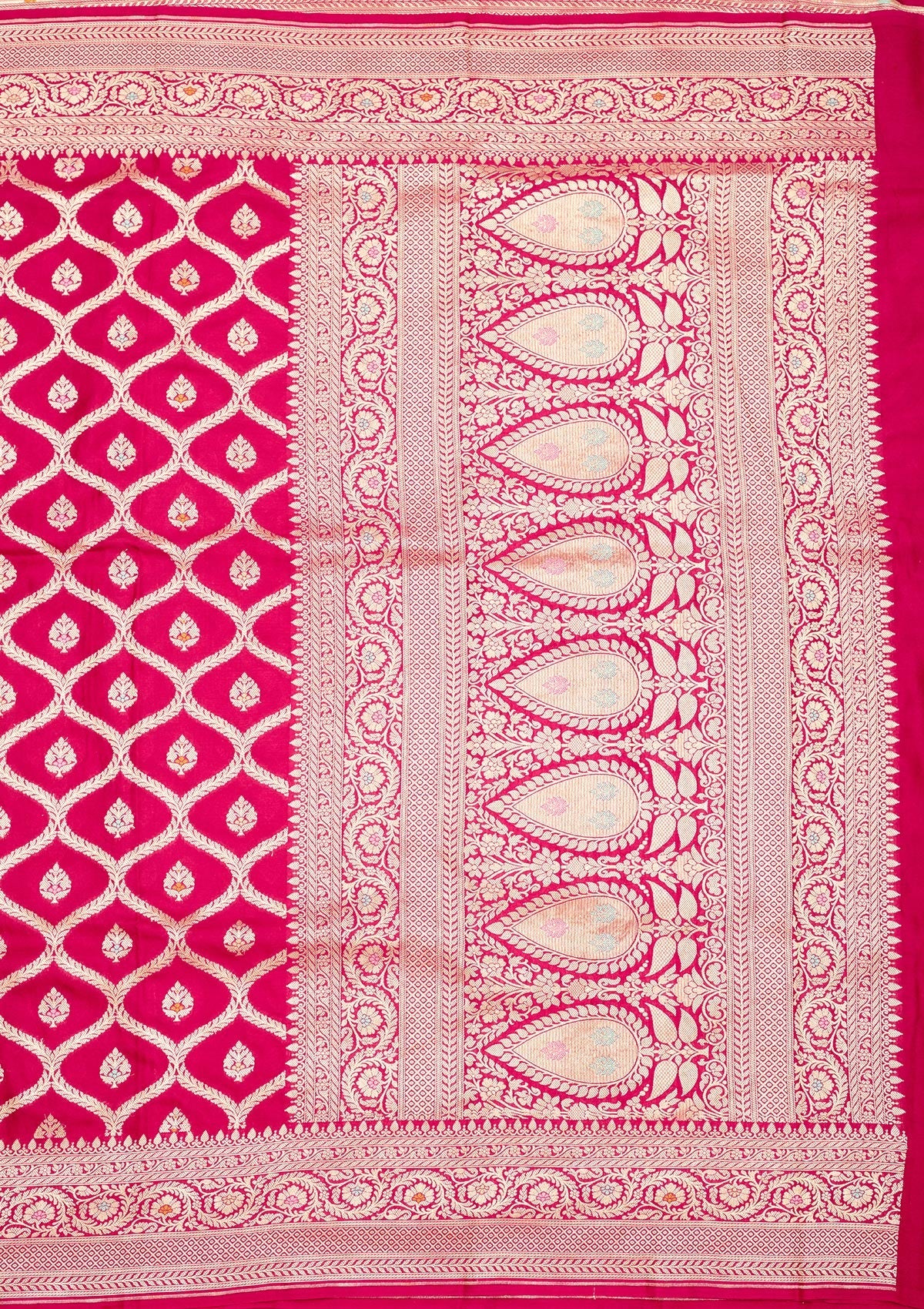 Rani Pink Zariwork Pure Silk Saree