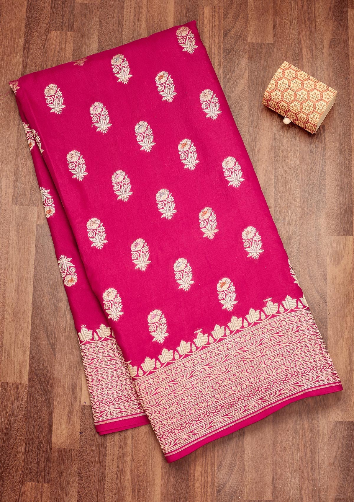 Rani Pink Zariwork Pure Silk Saree