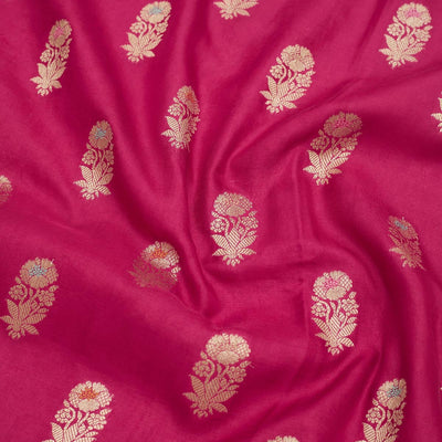 Rani Pink Zariwork Pure Silk Saree