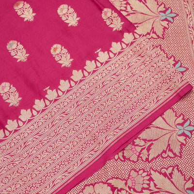 Rani Pink Zariwork Pure Silk Saree
