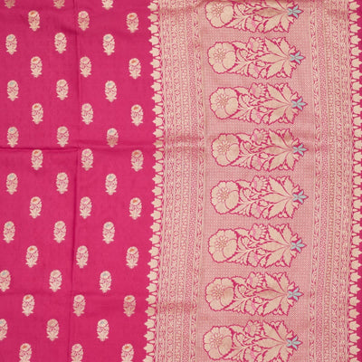 Rani Pink Zariwork Pure Silk Saree