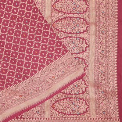 Rani Pink Zariwork Pure Silk Saree