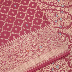 Rani Pink Zariwork Pure Silk Saree