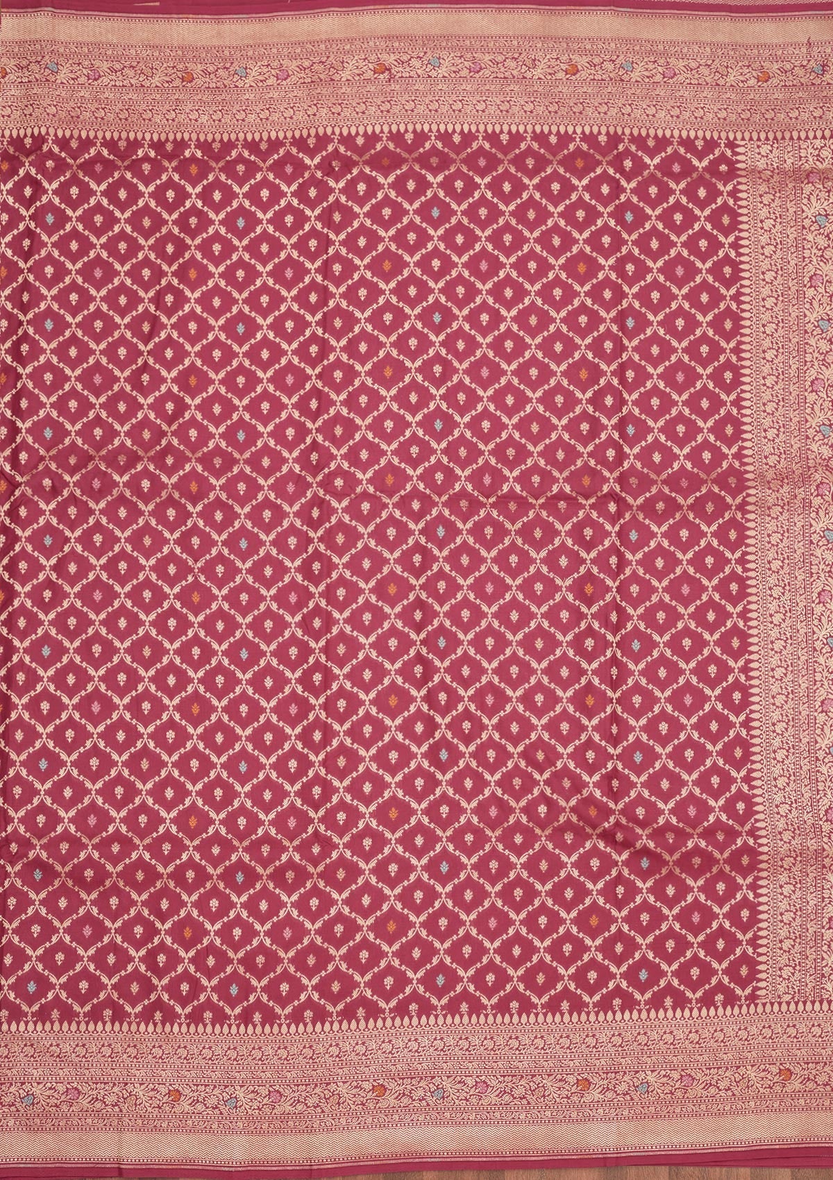 Rani Pink Zariwork Pure Silk Saree