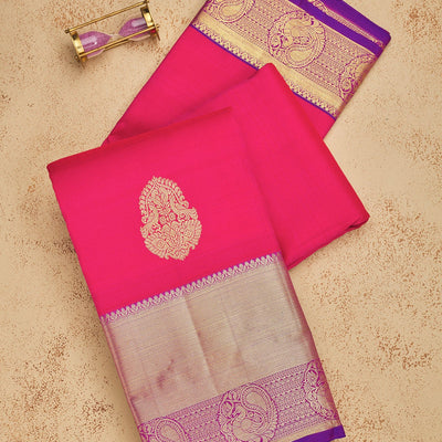 Rani Pink Zariwork Pure Silk Saree