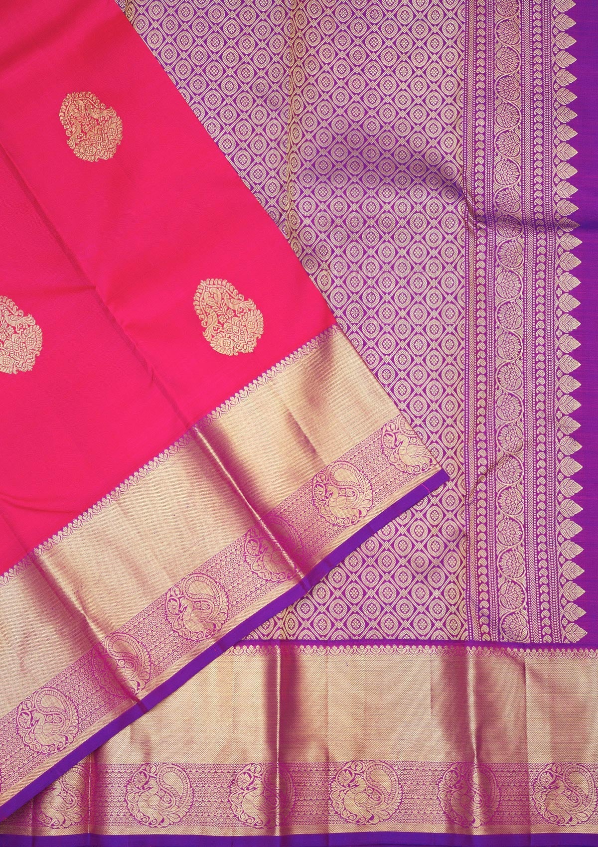 Rani Pink Zariwork Pure Silk Saree