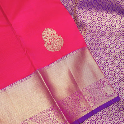 Rani Pink Zariwork Pure Silk Saree