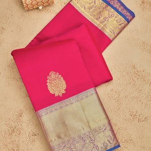 Rani Pink Zariwork Pure Silk Saree