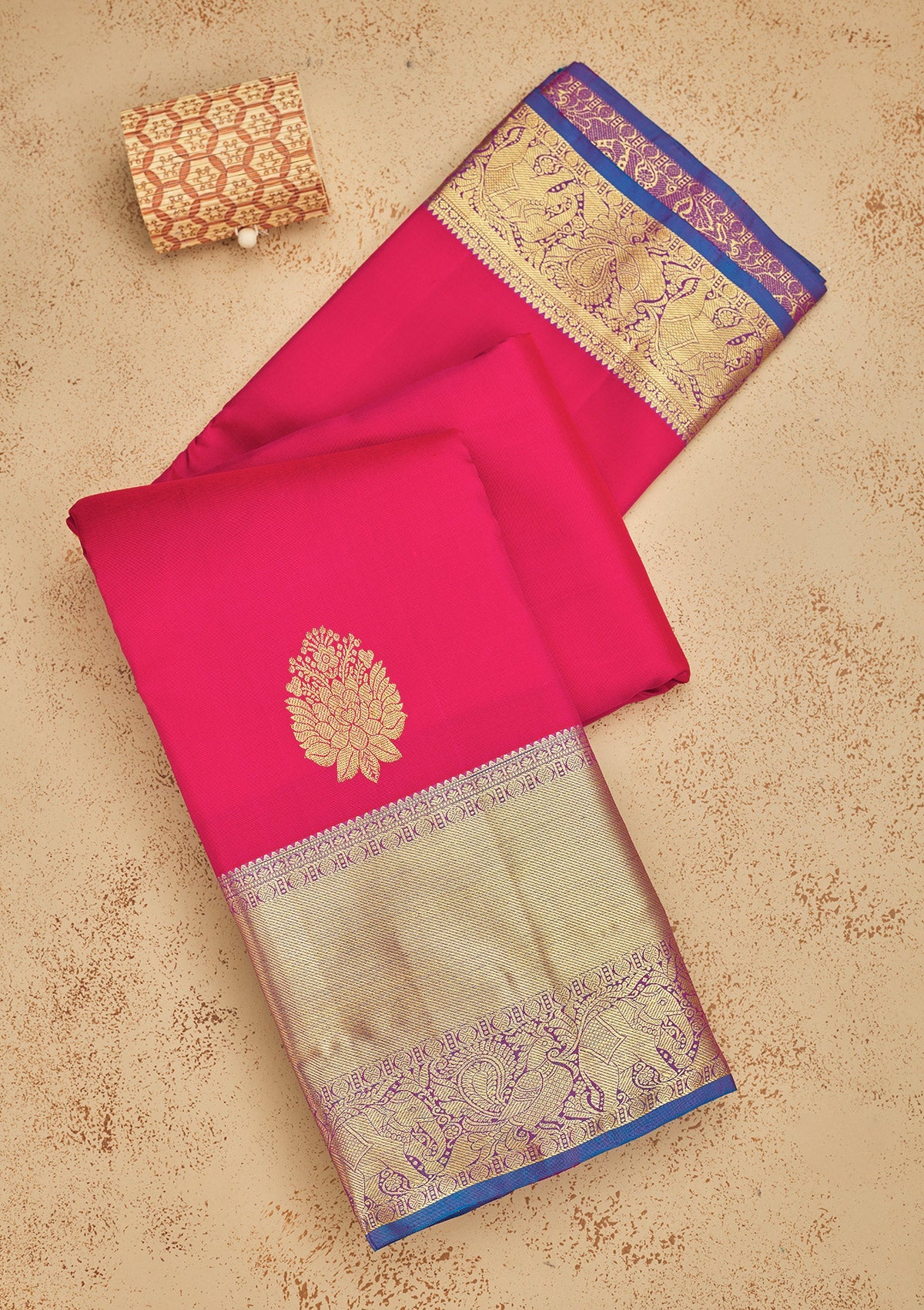 Rani Pink Zariwork Pure Silk Saree
