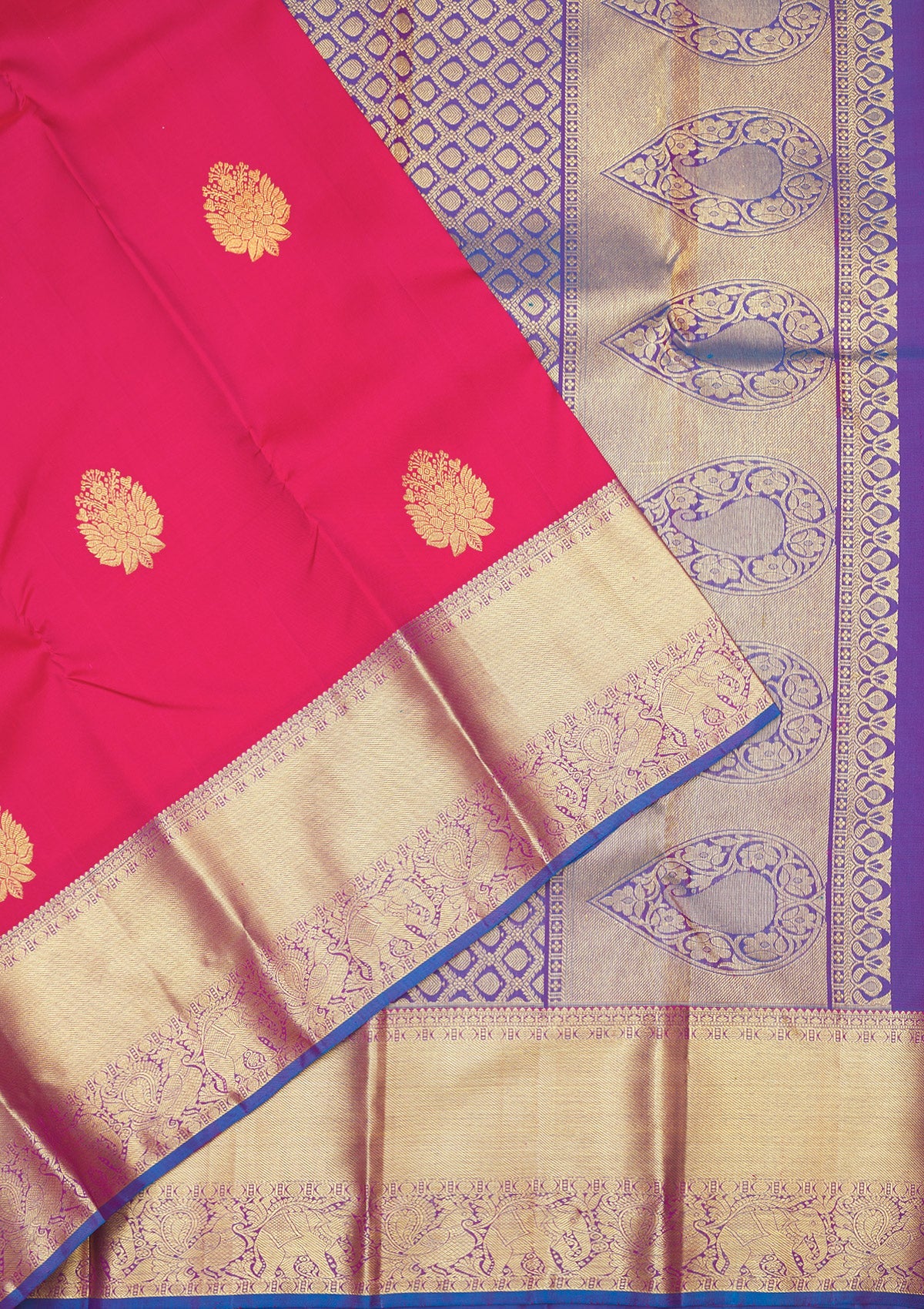 Rani Pink Zariwork Pure Silk Saree