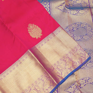 Rani Pink Zariwork Pure Silk Saree
