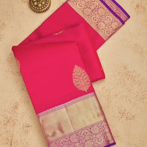Rani Pink Zariwork Pure Silk Saree