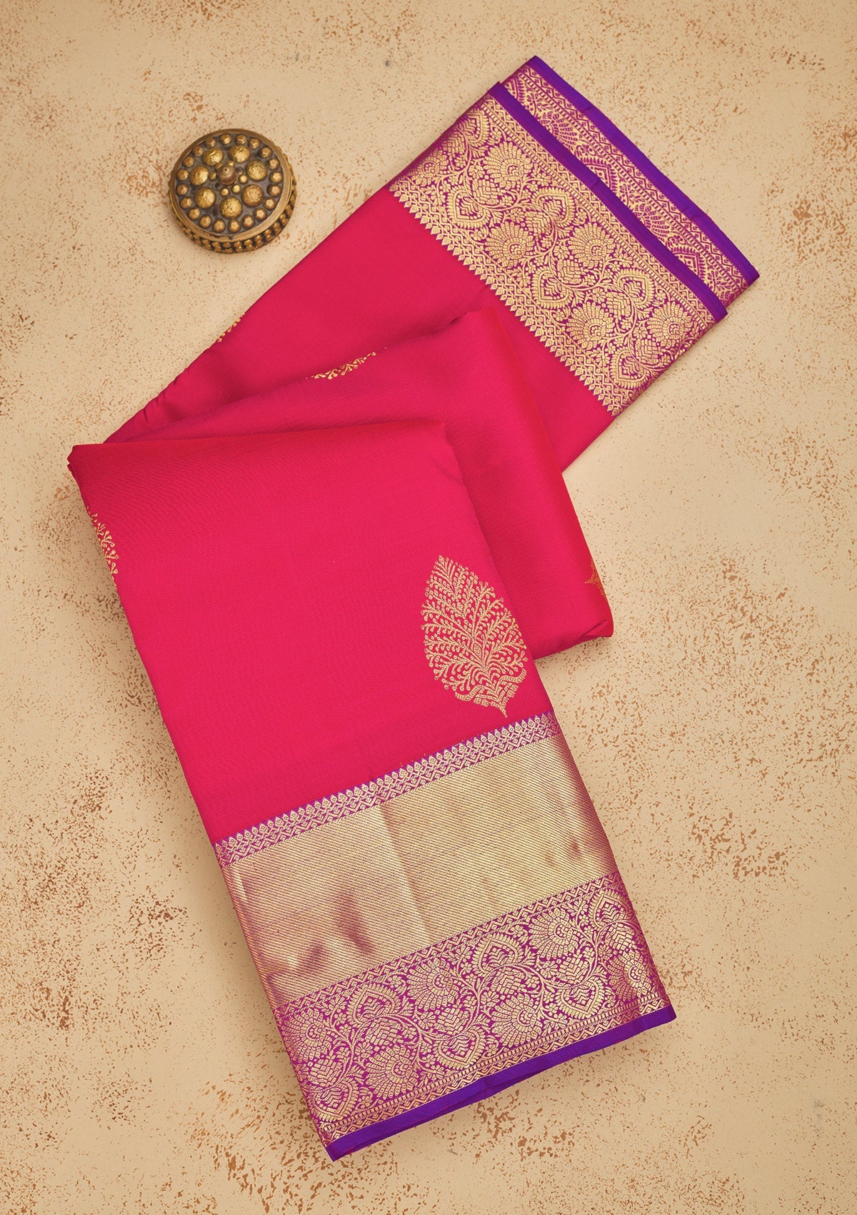 Rani Pink Zariwork Pure Silk Saree