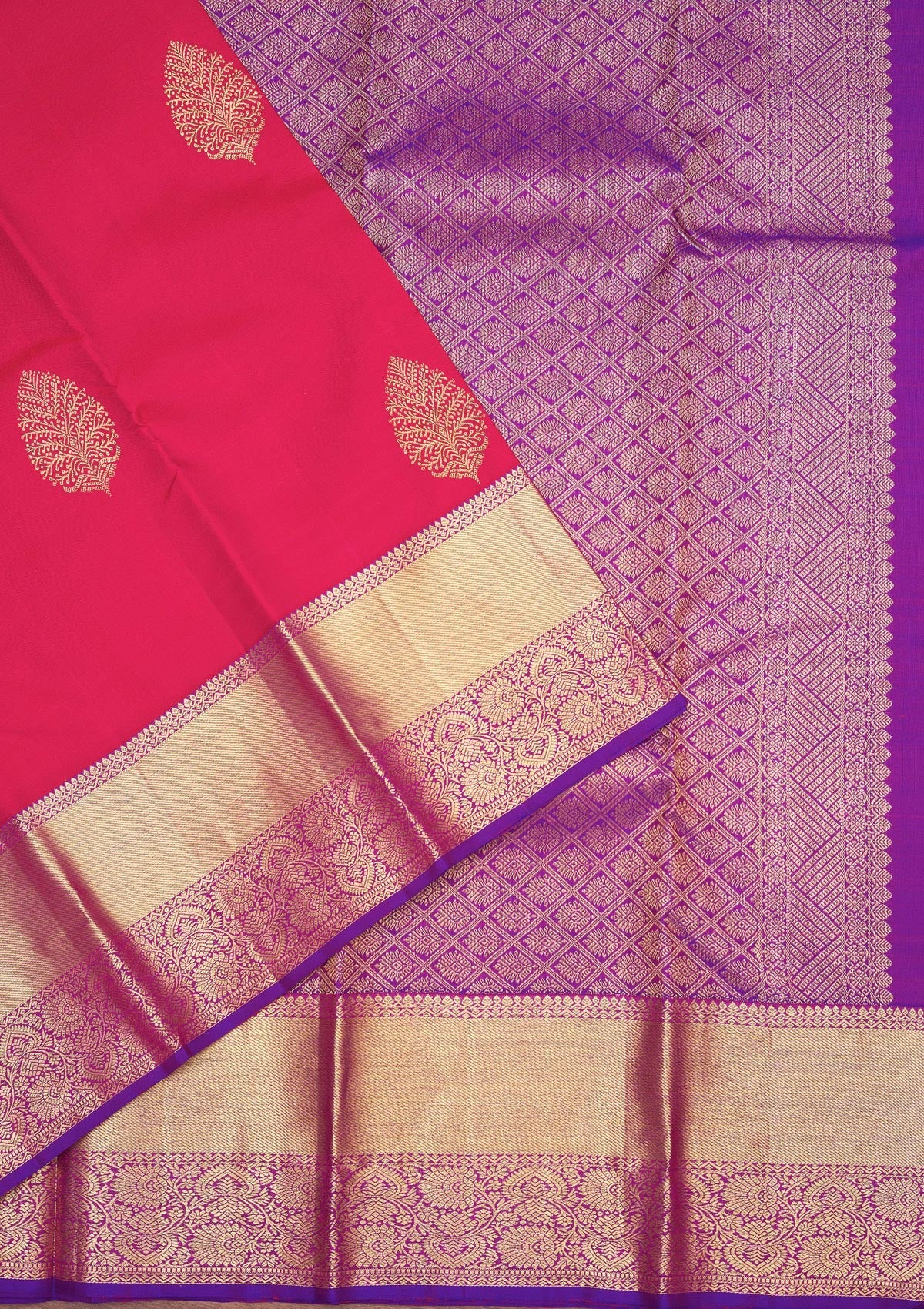 Rani Pink Zariwork Pure Silk Saree