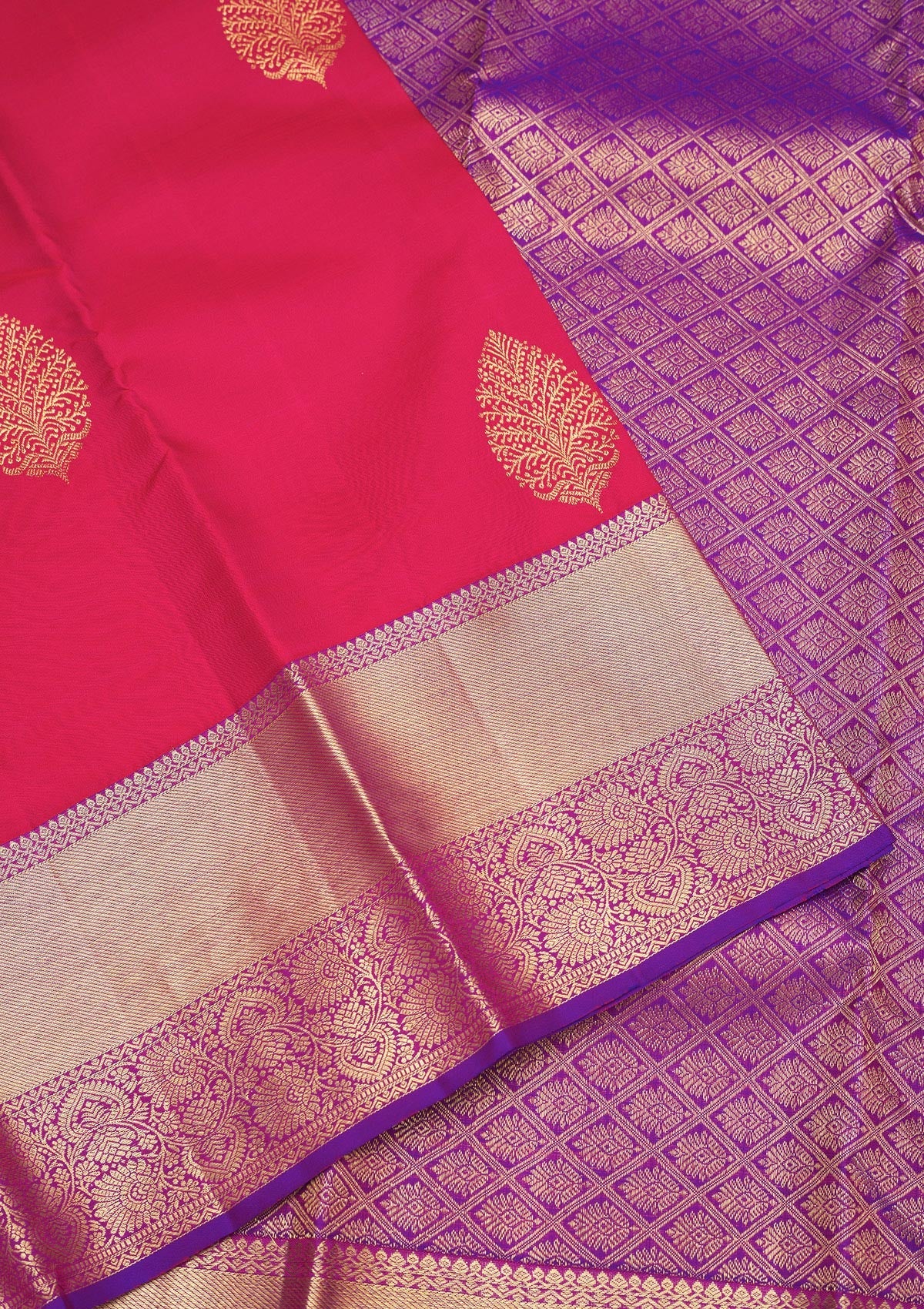 Rani Pink Zariwork Pure Silk Saree