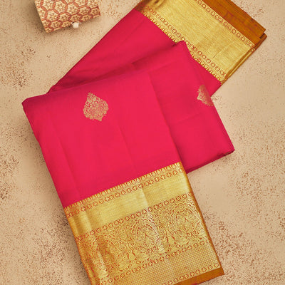 Rani Pink Zariwork Pure Silk Saree