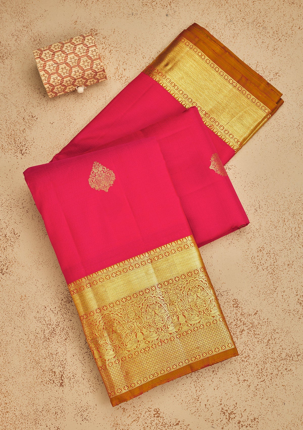 Rani Pink Zariwork Pure Silk Saree