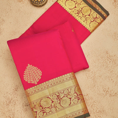 Rani Pink Zariwork Pure Silk Saree