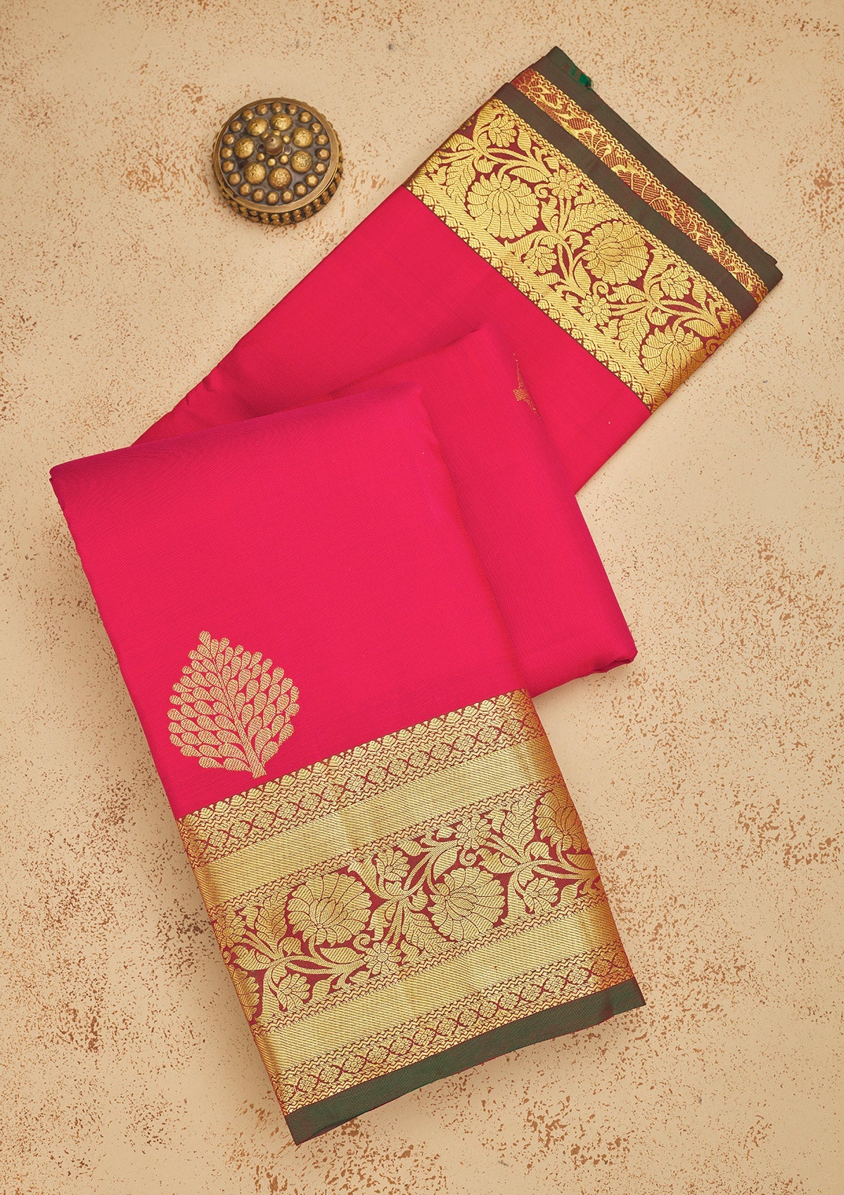 Rani Pink Zariwork Pure Silk Saree