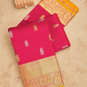 Rani Pink Zariwork Pure Silk Saree