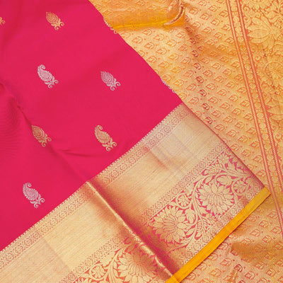 Rani Pink Zariwork Pure Silk Saree