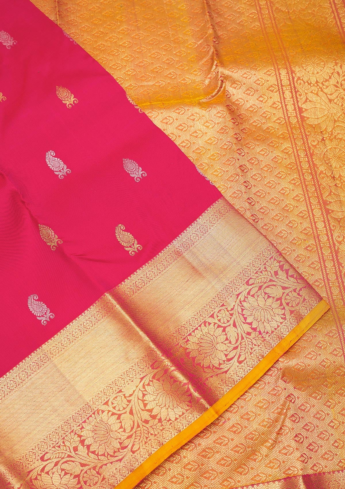 Rani Pink Zariwork Pure Silk Saree