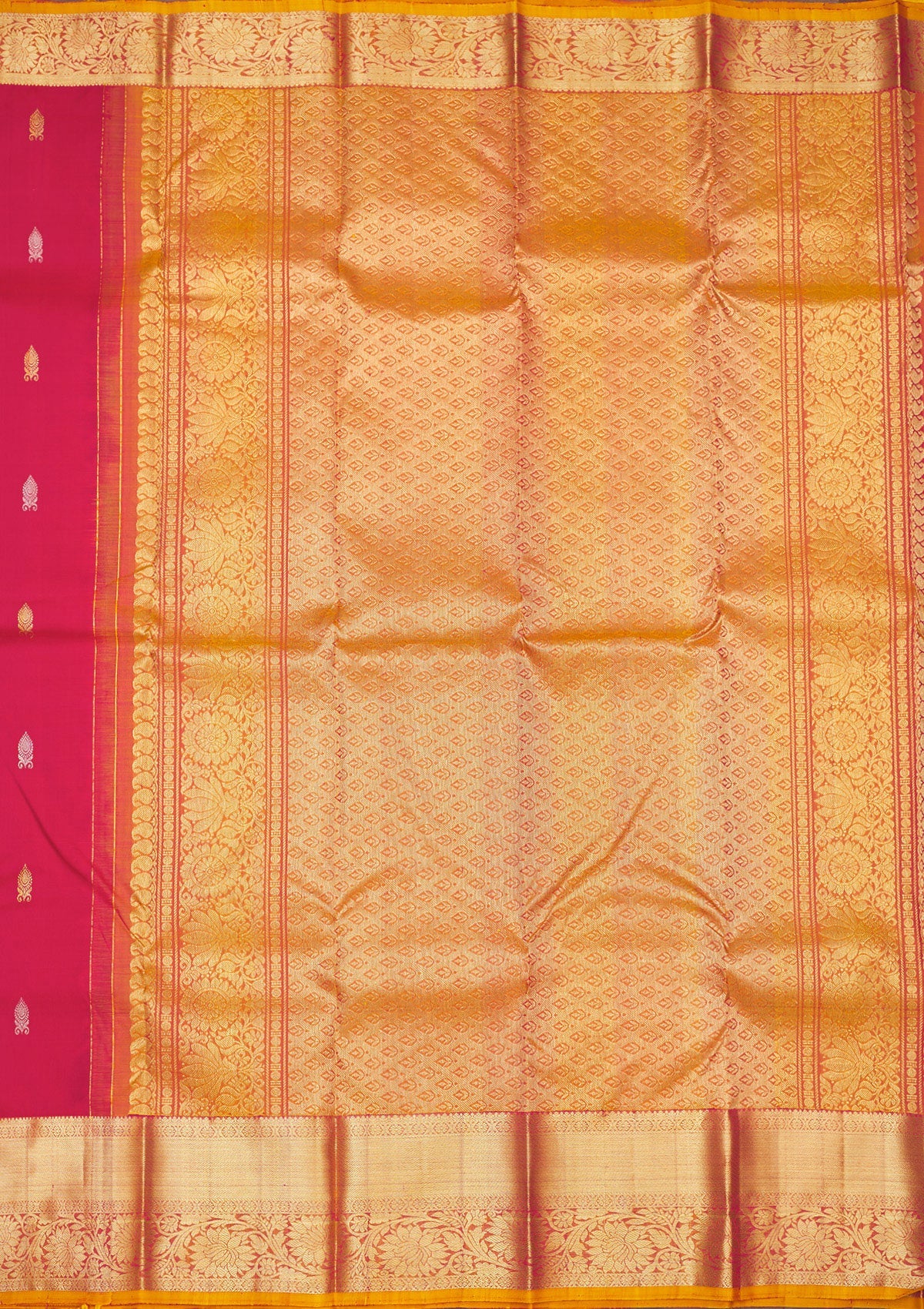 Rani Pink Zariwork Pure Silk Saree