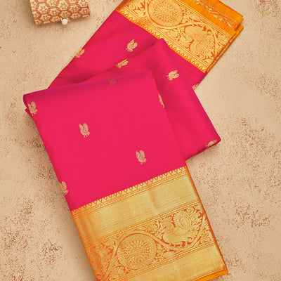 Rani Pink Zariwork Pure Silk Saree