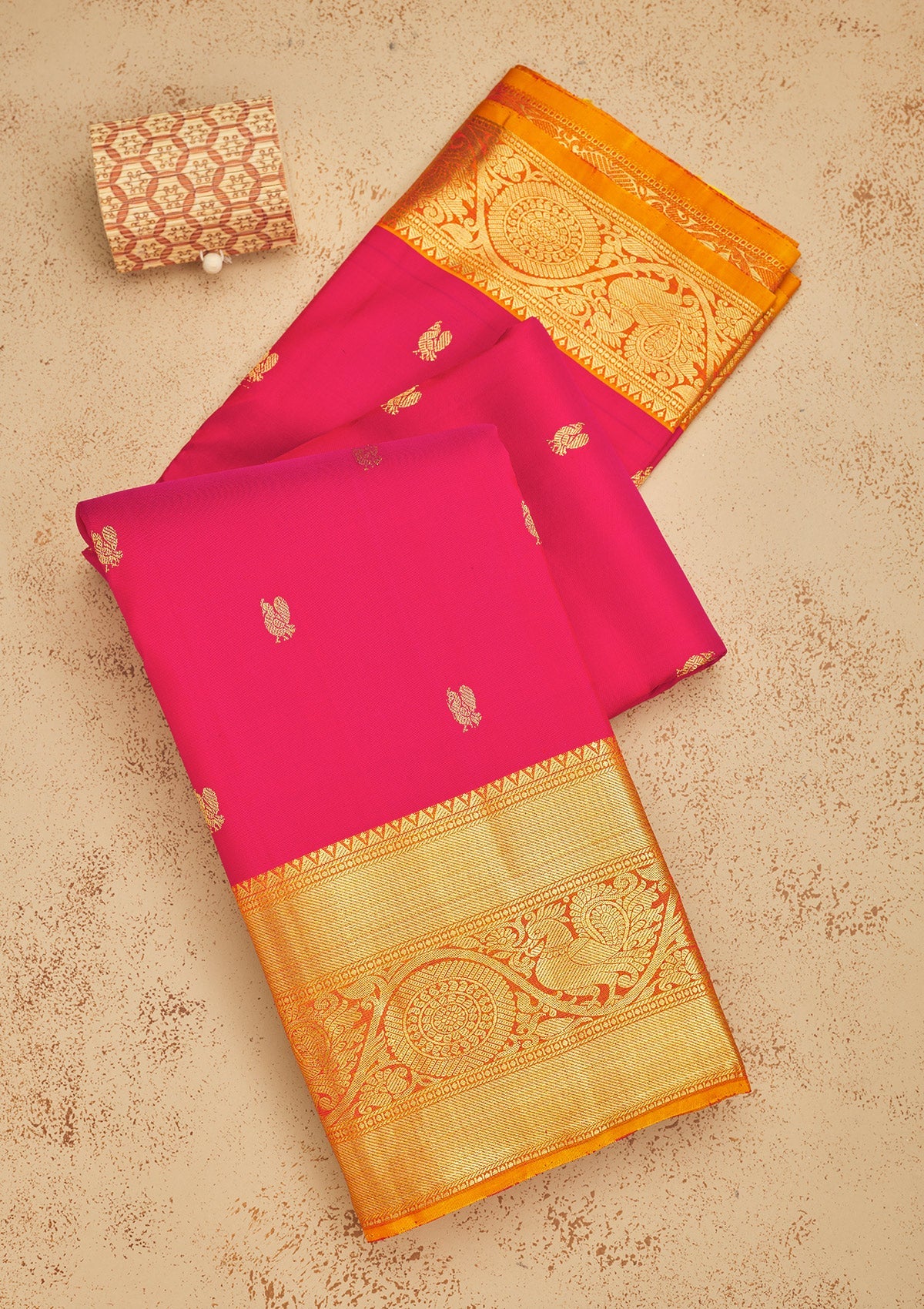 Rani Pink Zariwork Pure Silk Saree