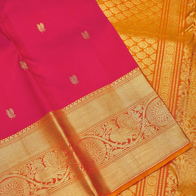 Rani Pink Zariwork Pure Silk Saree