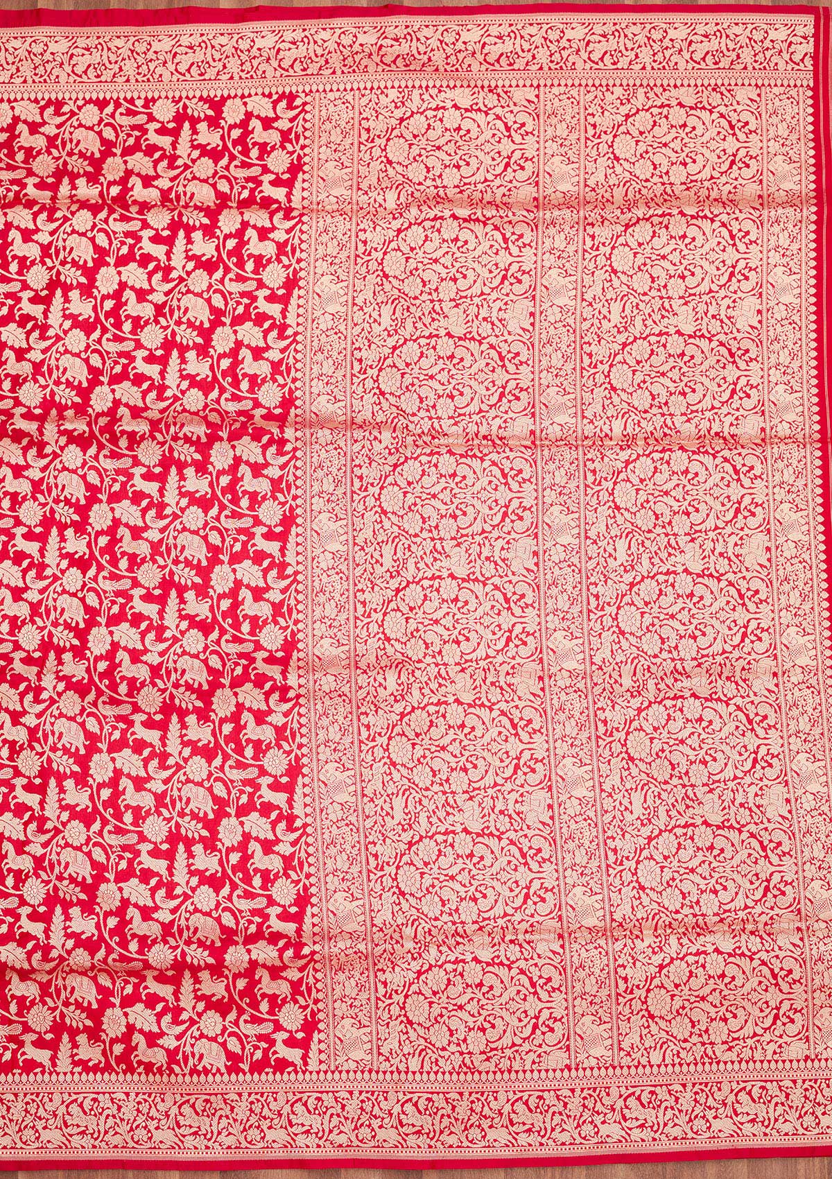 Rani Pink Zariwork Pure Silk Saree