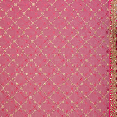 Rani Pink Zariwork Raw Silk Readymade Lehenga