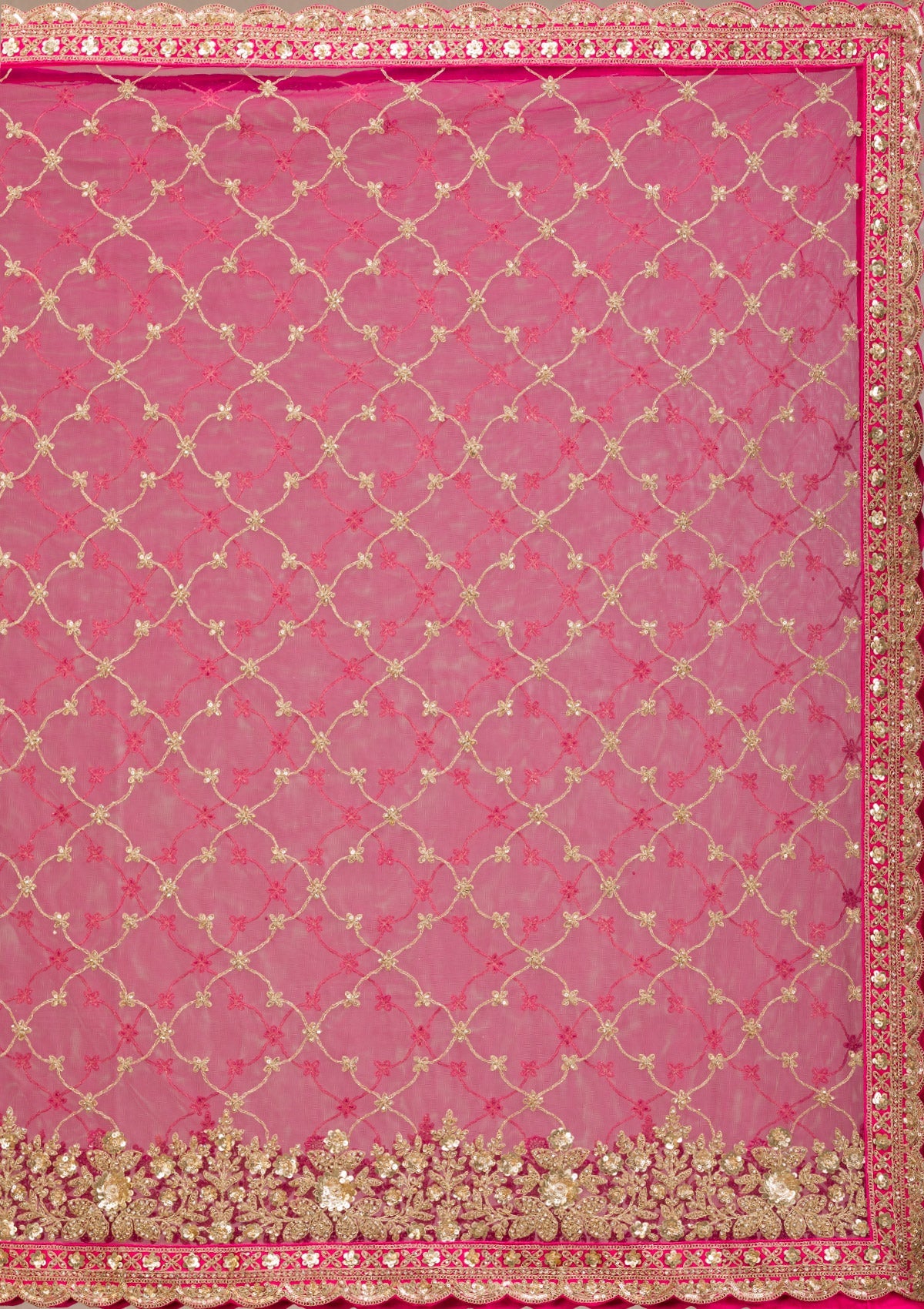 Rani Pink Zariwork Raw Silk Readymade Lehenga