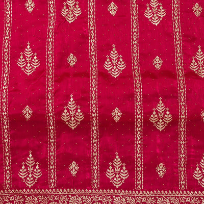Rani Pink Zariwork Semi Crepe Unstitched Salwar Suit