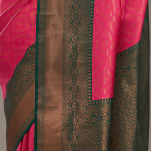 Rani Pink Zariwork Soft Silk Saree