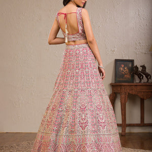 Rani Pink Zariwork Tissue Readymade Lehenga
