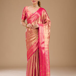 Rani Pink Zariwork Tissue Saree