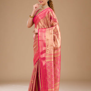 Rani Pink Zariwork Tissue Saree