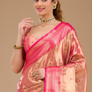Rani Pink Zariwork Tissue Saree