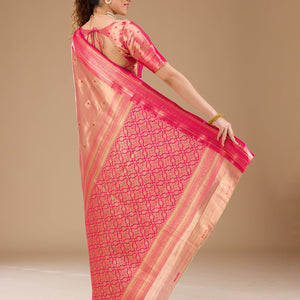 Rani Pink Zariwork Tissue Saree