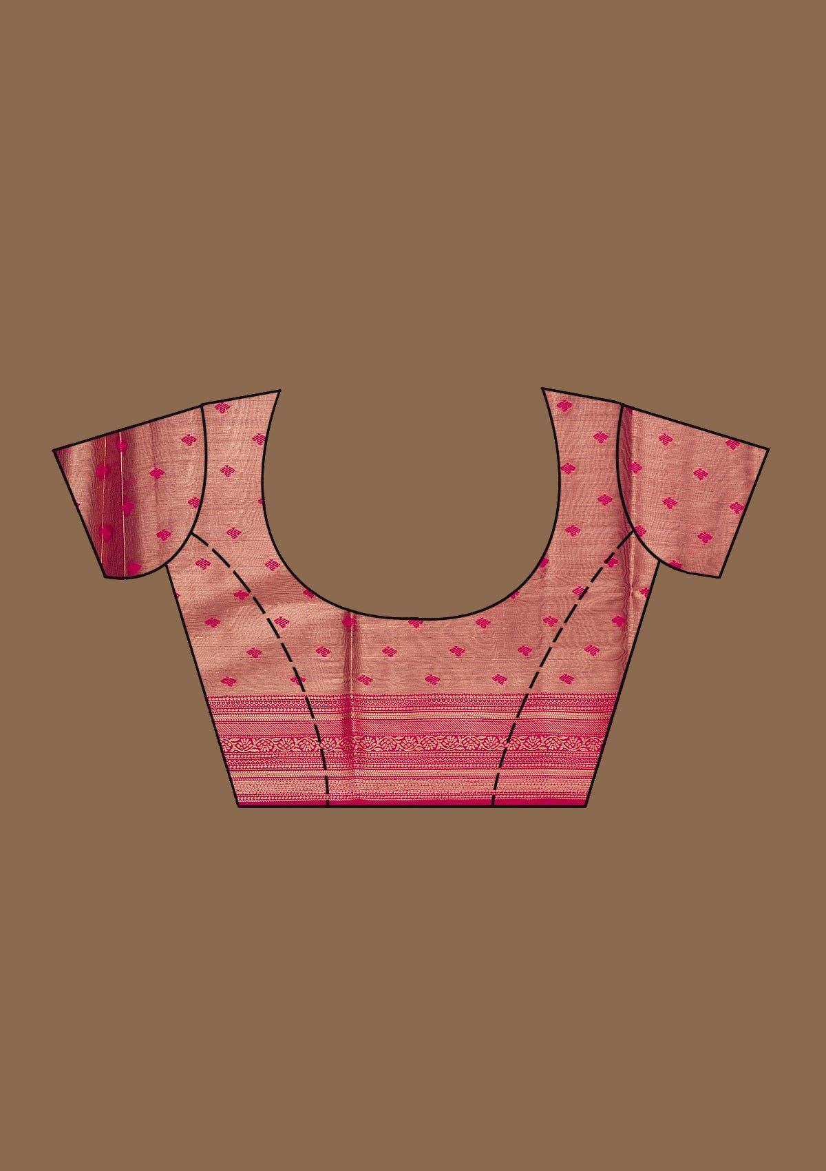 Rani Pink Zariwork Tissue Saree