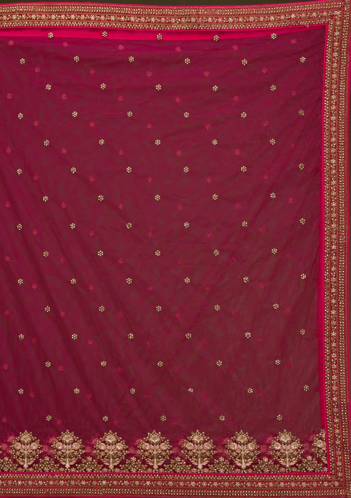 Rani Pink Zariwork Velvet Readymade Lehenga