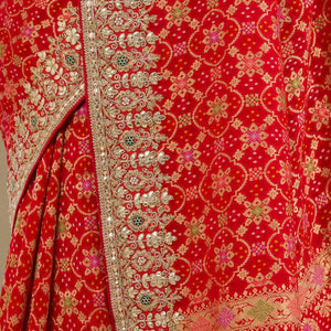 Red Gotapatti Chiffon Saree