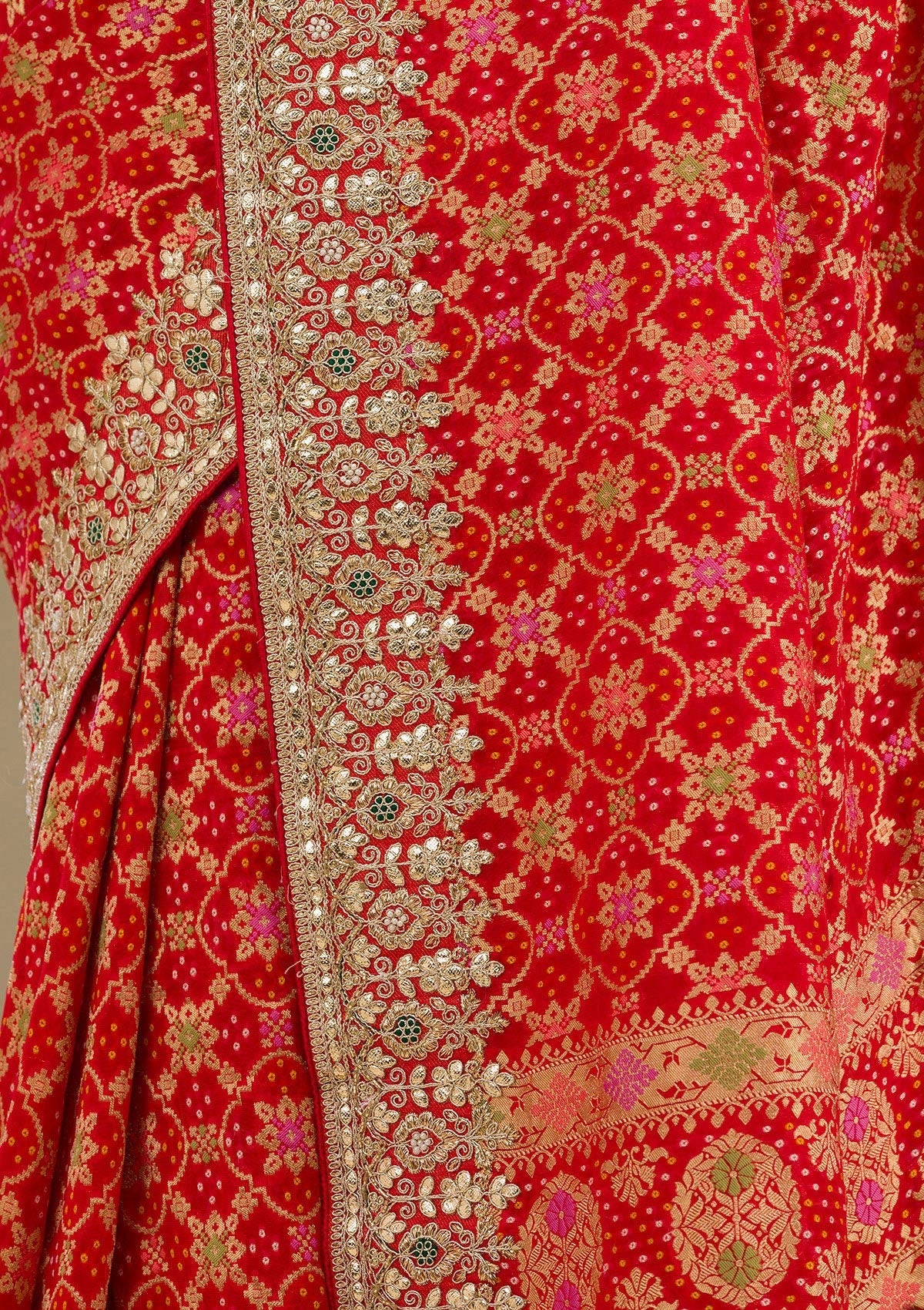 Red Gotapatti Chiffon Saree