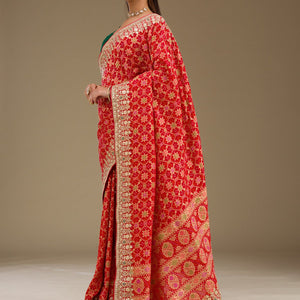 Red Gotapatti Chiffon Saree