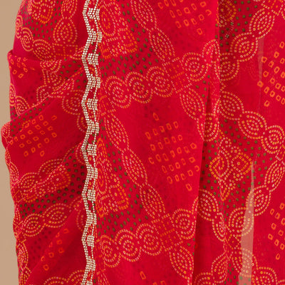 Red Printed Georgette Saree
