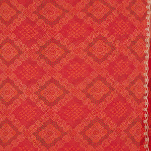 Red Printed Georgette Saree