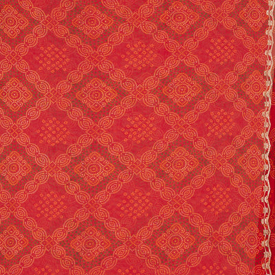 Red Printed Georgette Saree