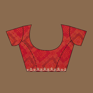 Red Printed Georgette Saree