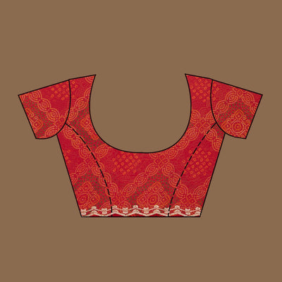 Red Printed Georgette Saree